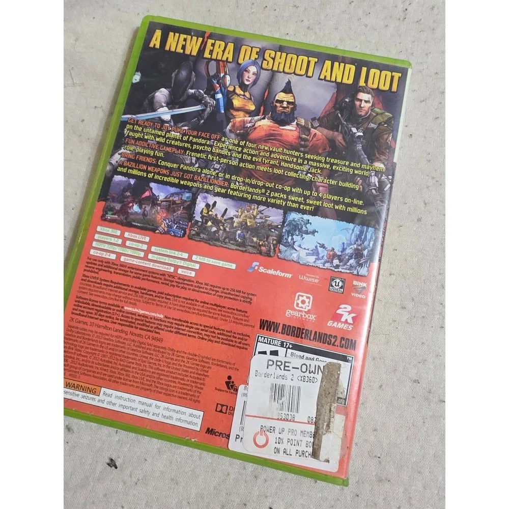 Borderlands 2‎ Xbox 360 Gearbox 2K Games RPG Shooter Video Game Disc Only Case